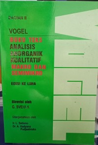 Buku Teks Analisis Anorganik Kualitatif Makro Dan Semimikro Bagian 2 Edisi 5